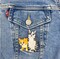 Two Cats, Orange Tabby, Gray Kitten, Pets, Embroidered, Iron on Patch